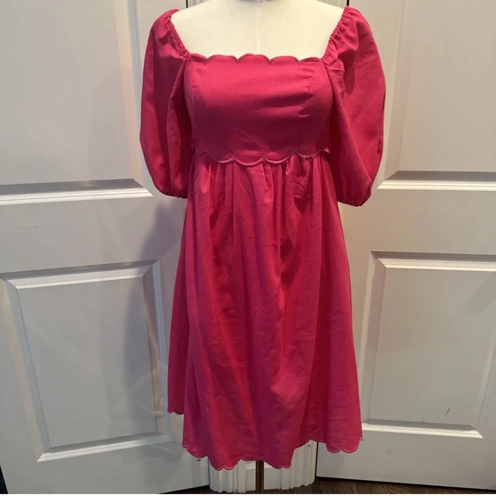 O.P.T April Pink Scalloped Women's Mini Dress NWT Size Small - Picture 2 of 5